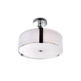 Lucie 3 Light 14in Chrome Round Drum Shade Flush Mount