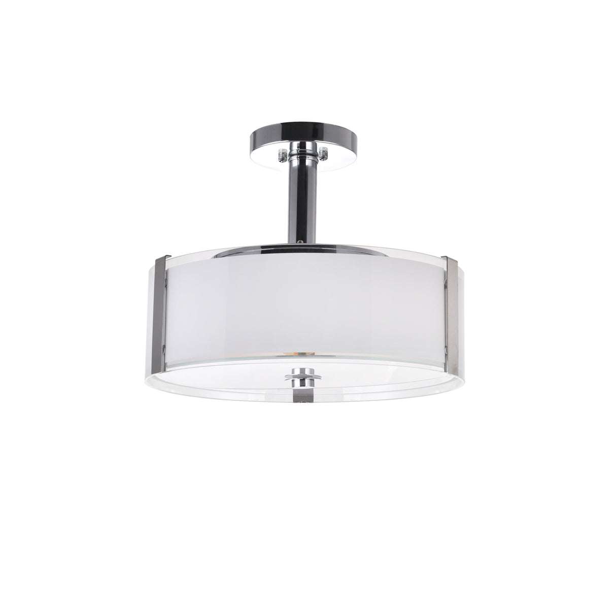 Lucie 3 Light 14in Chrome Round Drum Shade Flush Mount