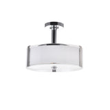Lucie 3 Light 14in Chrome Round Drum Shade Flush Mount