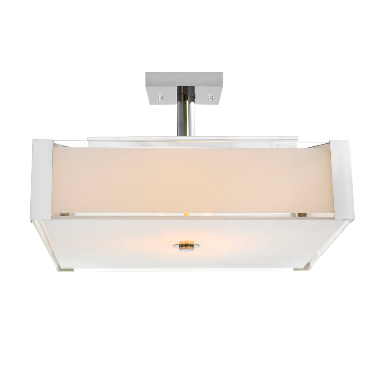 Lucie 4 Light 17in Chrome Square Drum Shade Flush Mount