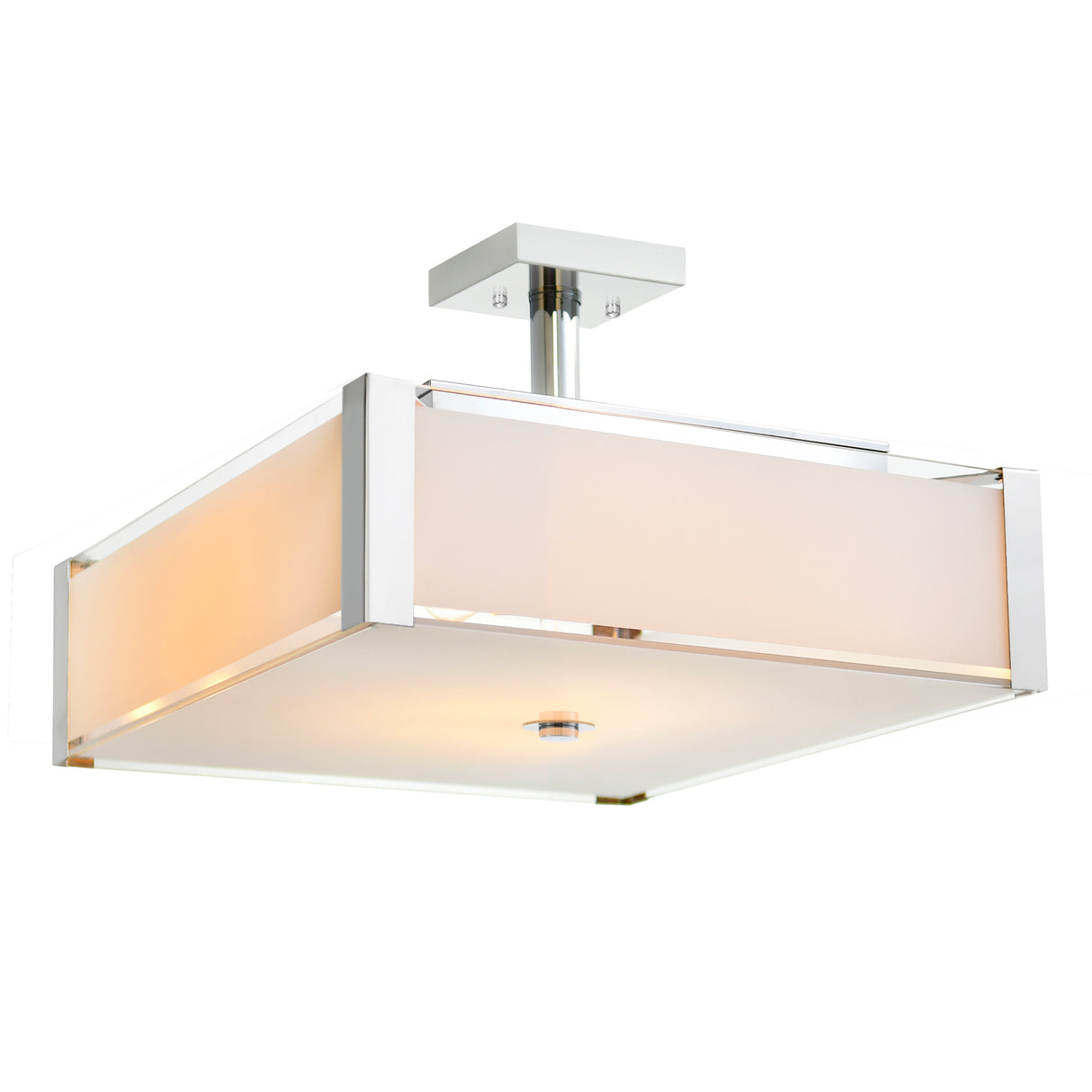 Lucie 4 Light 17in Chrome Square Drum Shade Flush Mount