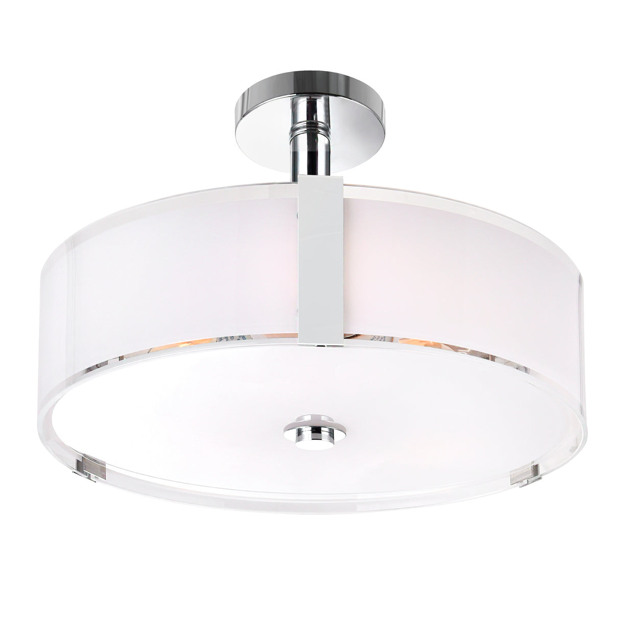 Lucie 5 Light 21in Chrome Round Drum Shade Flush Mount