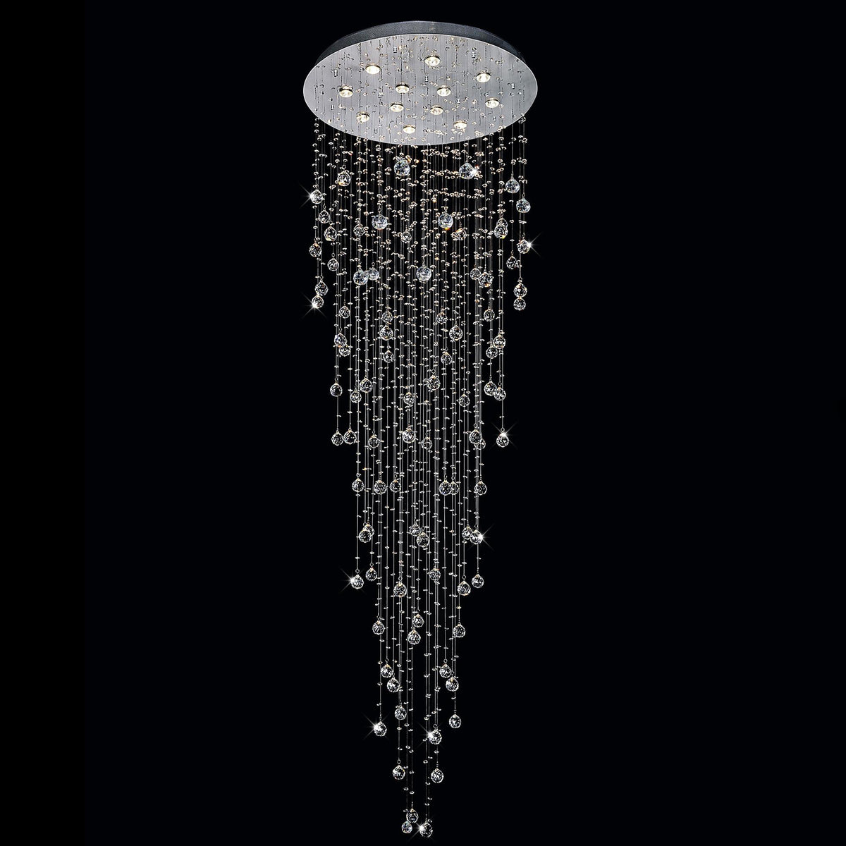 Rain Drop 12 Light 32in Chrome Chandelier
