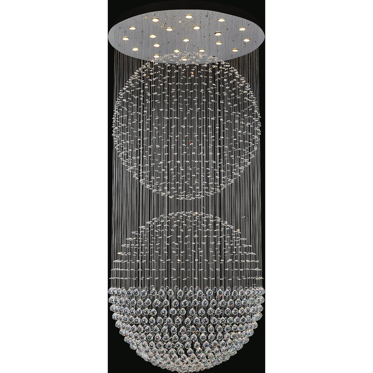 Double Sphere 21 Light Chandelier With Chrome Finish