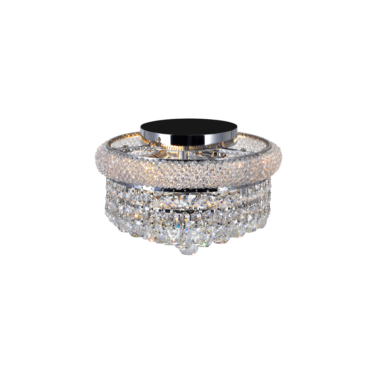 Empire 3 Light 12in Chrome Flush Mount with Crystals