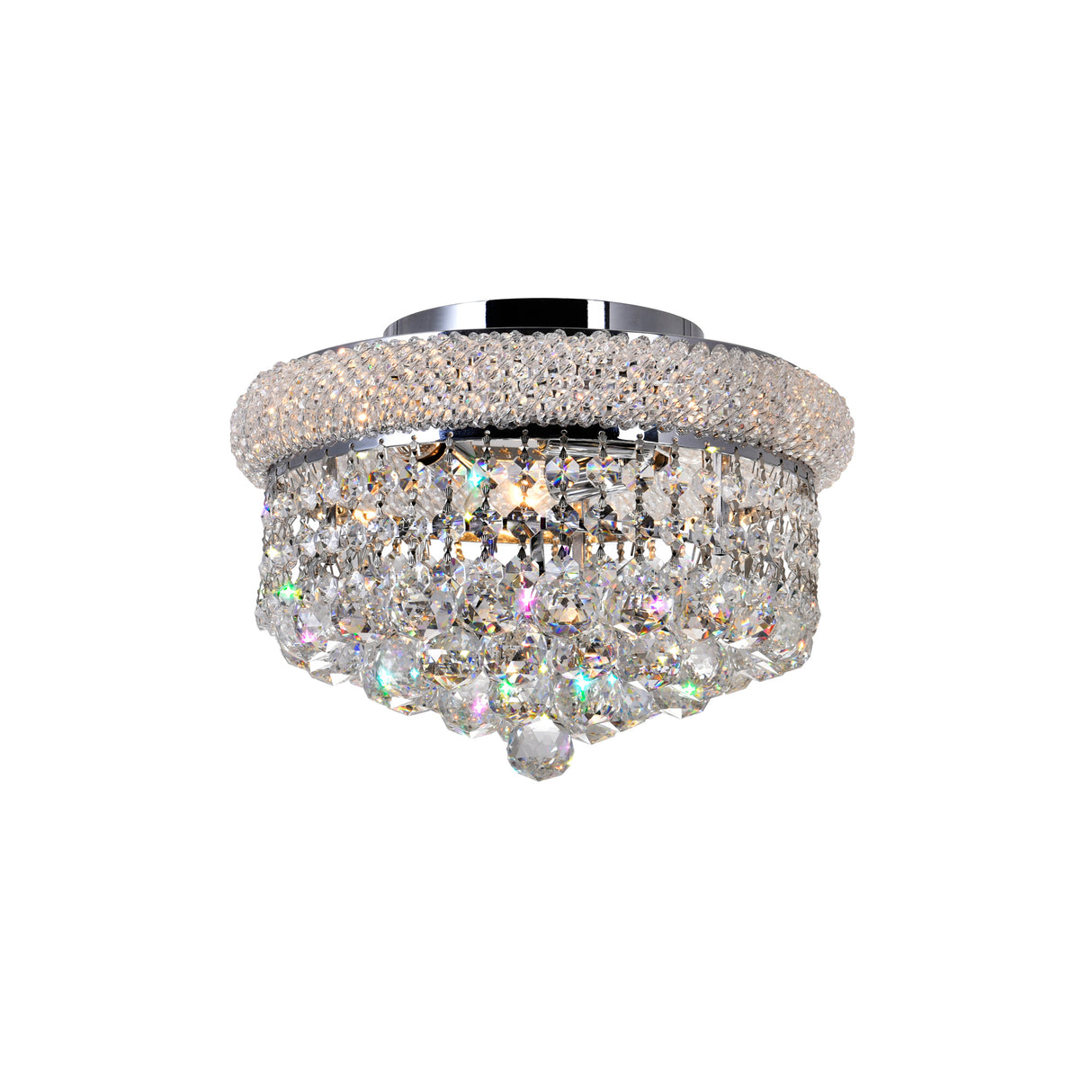 Empire 3 Light 12in Chrome Flush Mount with Crystals