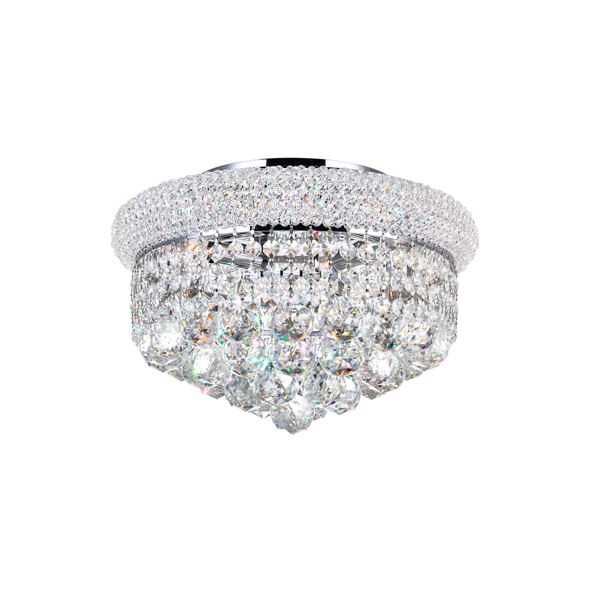 Empire 4 Light 14in Chrome Flush Mount with Crystals