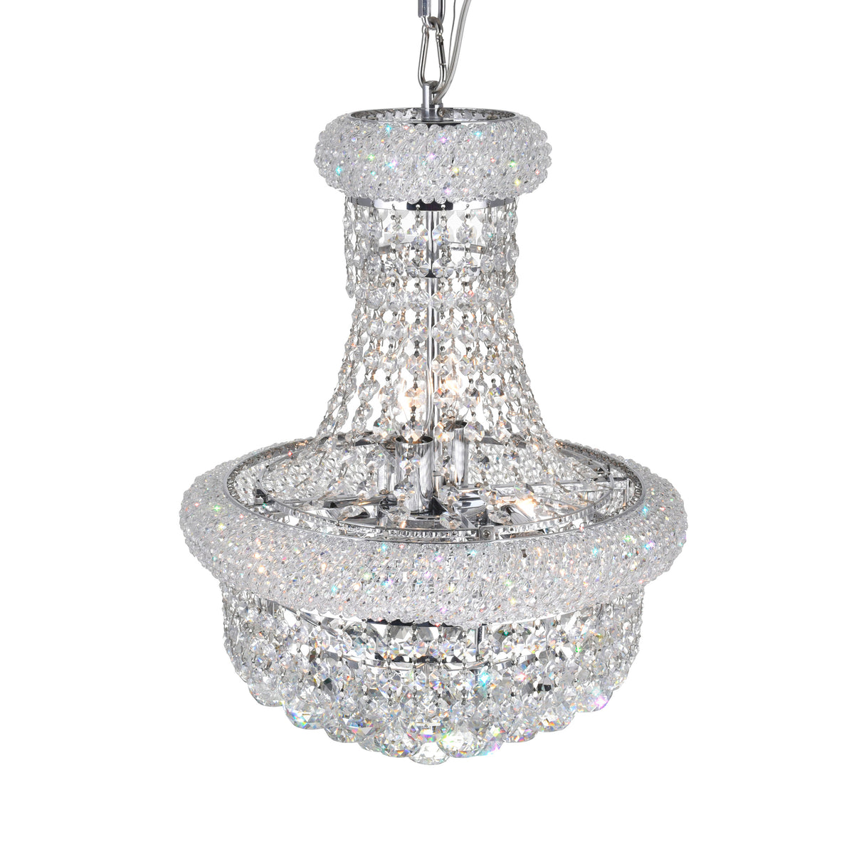 Empire 6 Light 14in Chrome Chandelier with Crystals