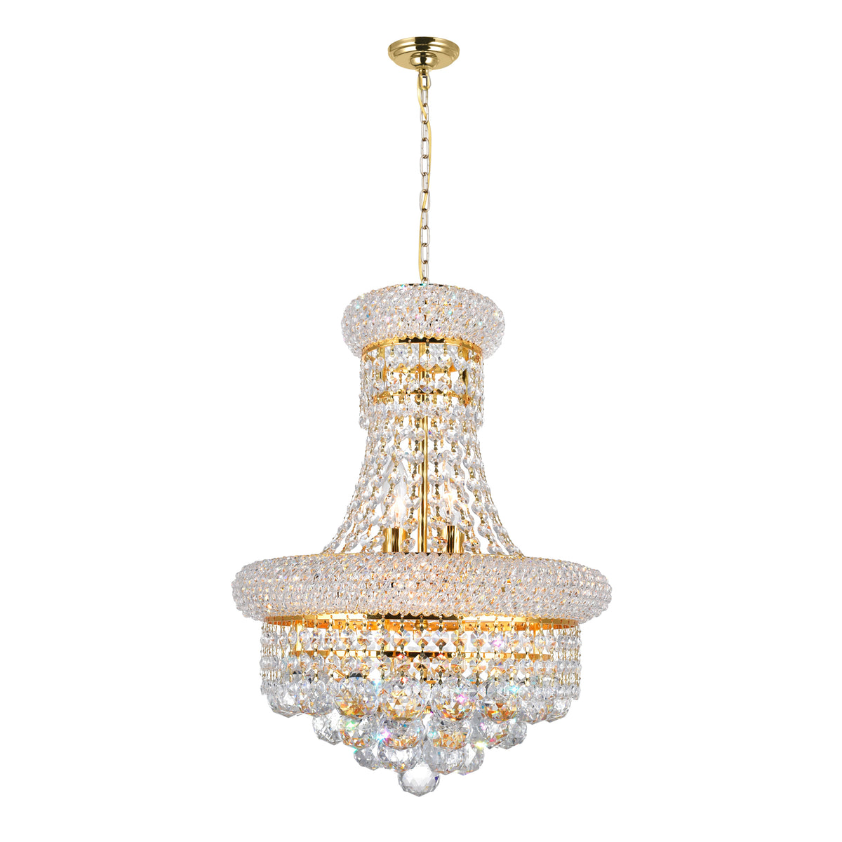 Empire 6 Light 14in Gold Chandelier with Crystals