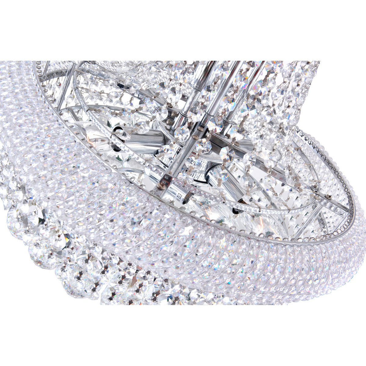 Empire 8 Light 18in Chrome Down Chandelier with Crystals