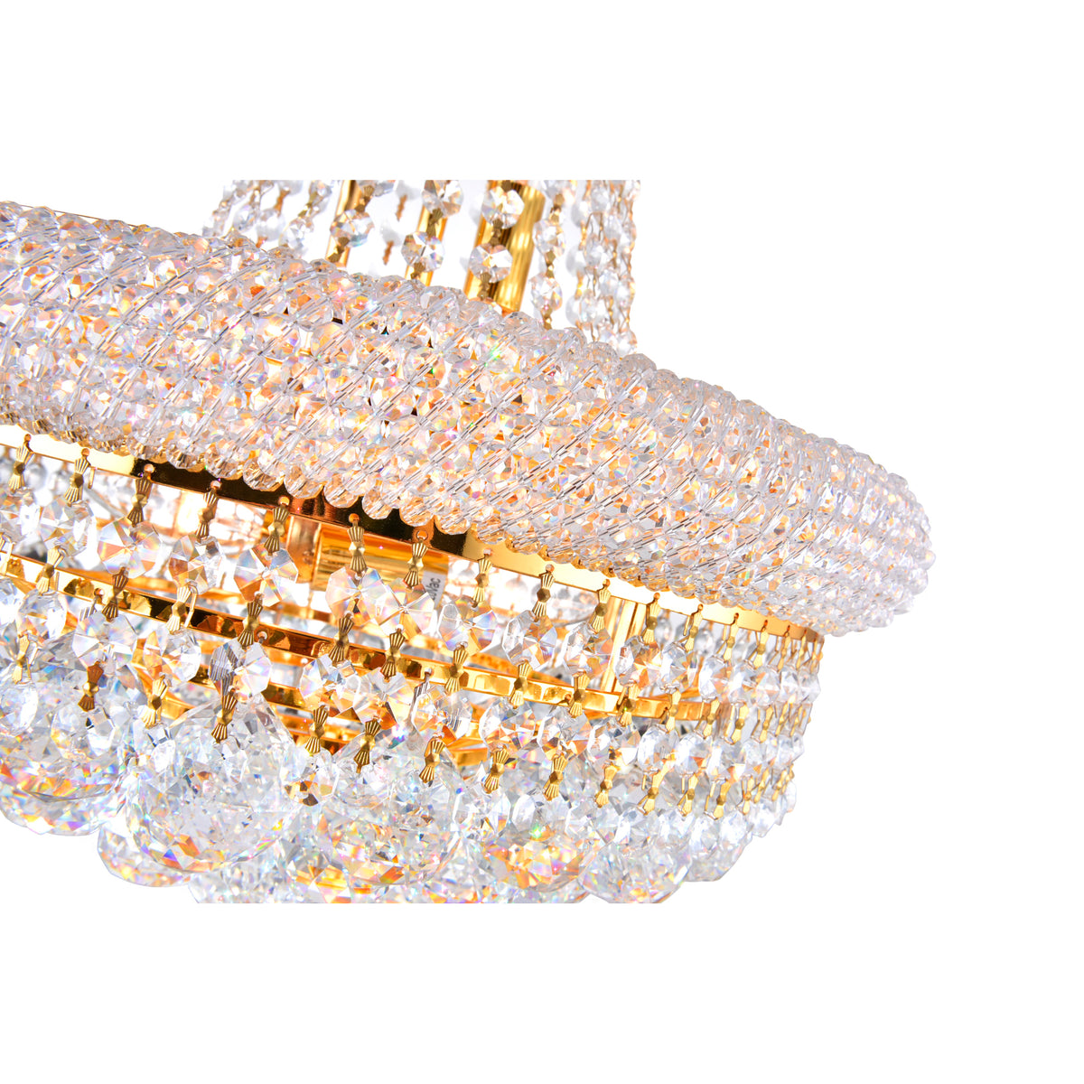 Empire 8 Light 18in Gold Down Chandelier with Crystals