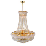 Empire 17 Light 24in Gold Down Chandelier with Crystals