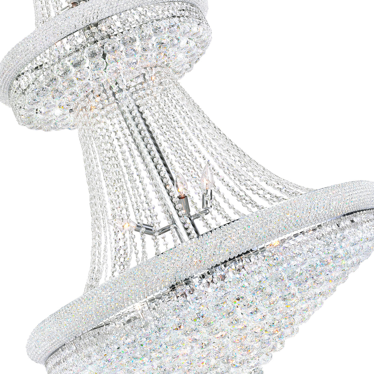 Empire 34 Light 36in Chrome Down Chandelier with Crystals