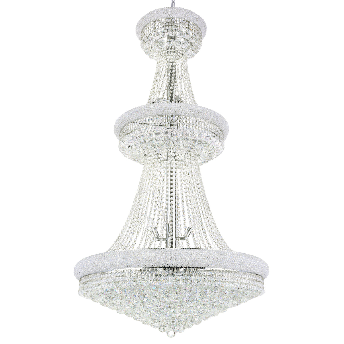 Empire 34 Light 36in Chrome Down Chandelier with Crystals