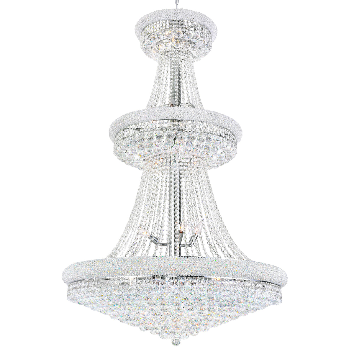Empire 34 Light 36in Chrome Down Chandelier with Crystals