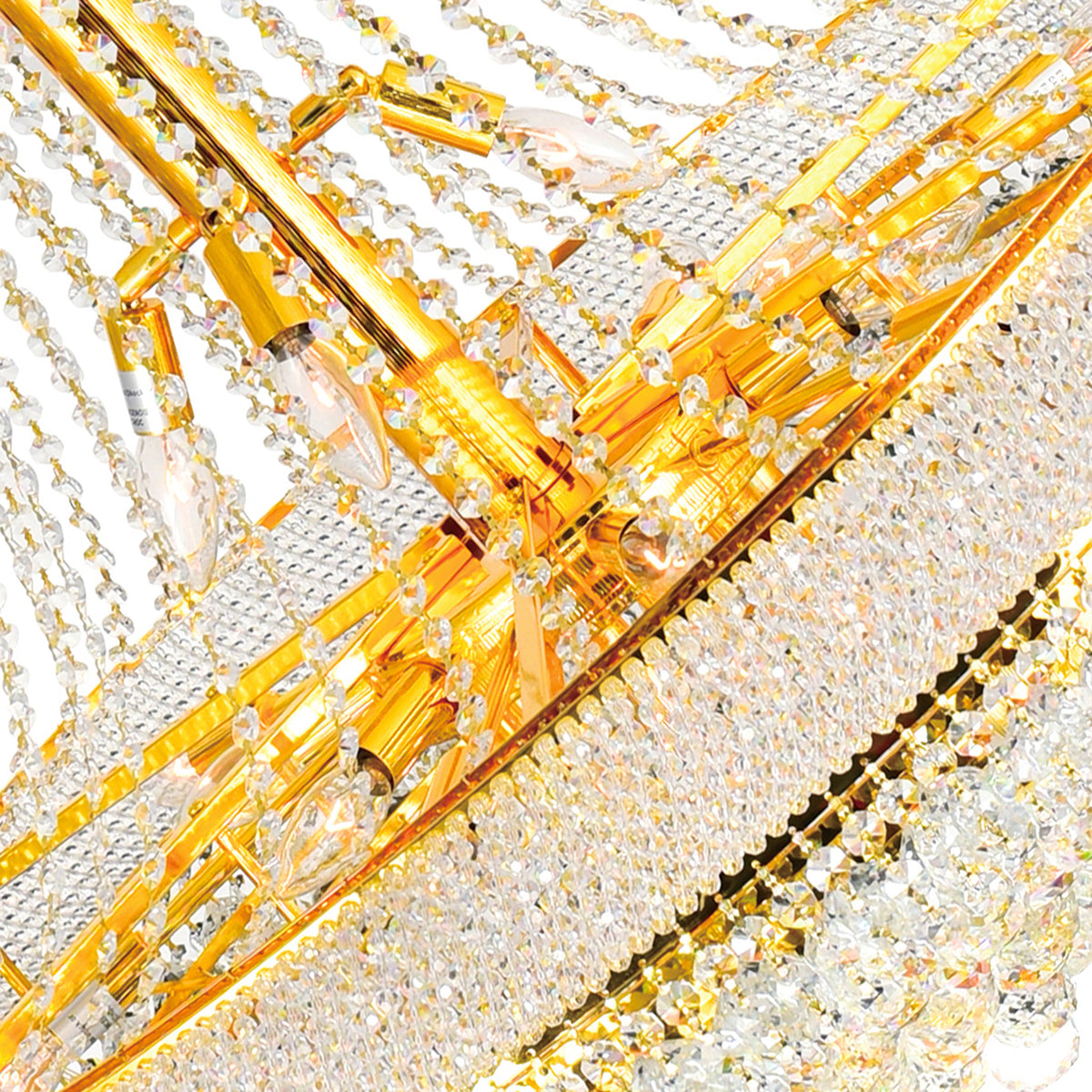 Empire 38 Light 42in Gold Down Chandelier with Crystals