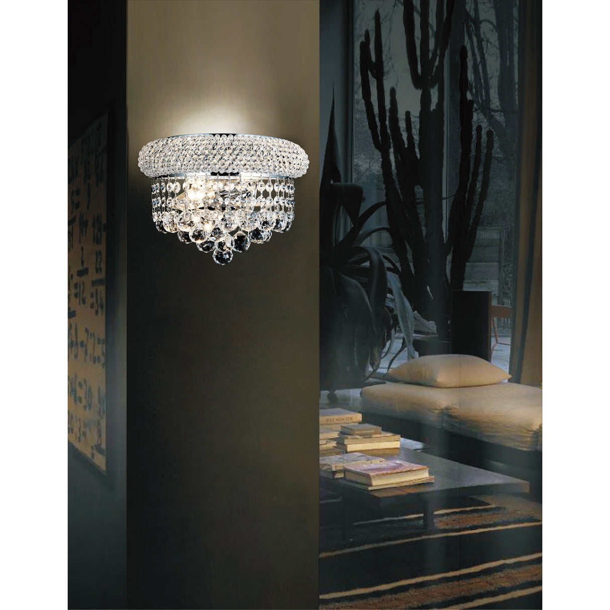 Empire 2 Light 12in Chrome Wall Sconce with Crystals