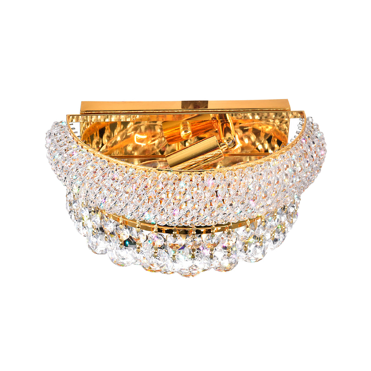 Empire 2 Light 12in Gold Wall Sconce with Crystals