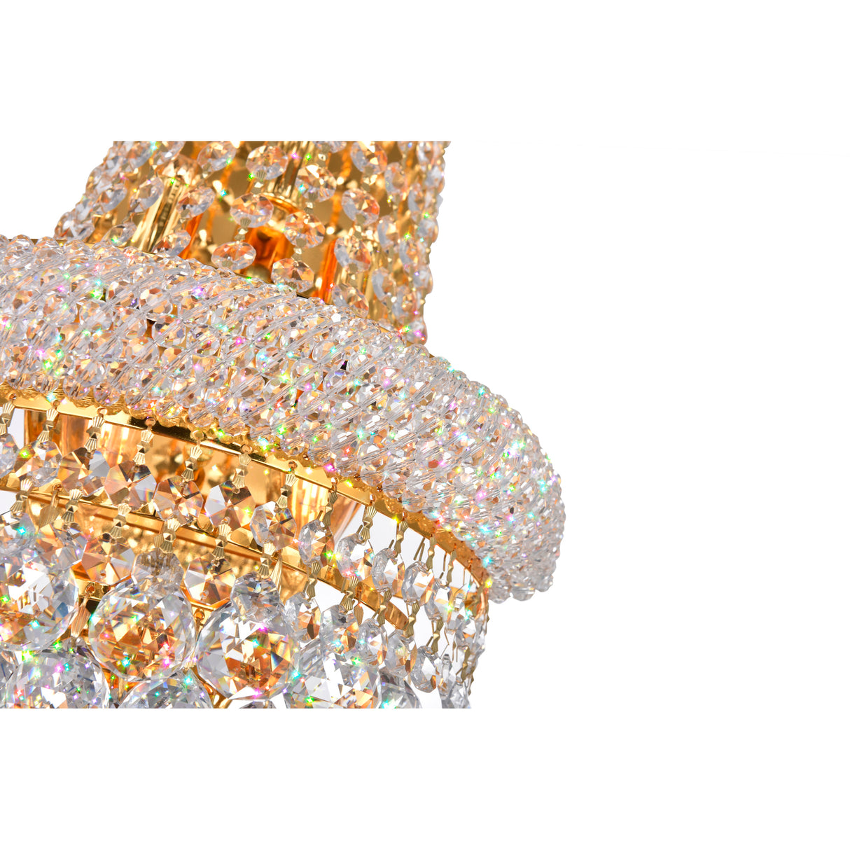 Empire 3 Light 12in Gold Wall Sconce with Crystals