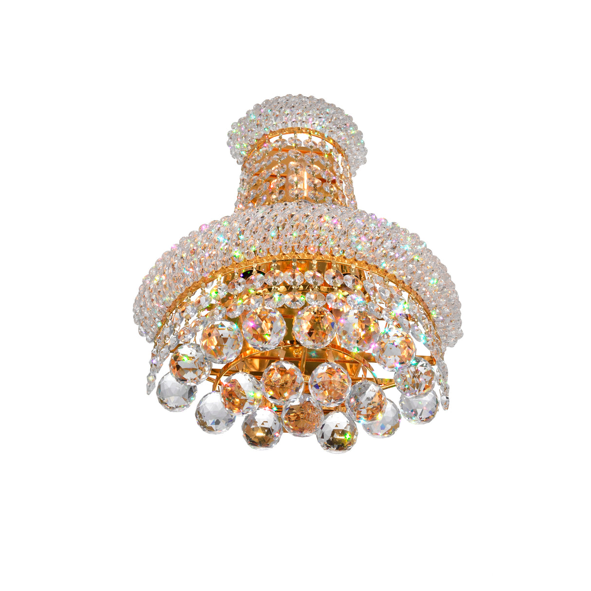 Empire 3 Light 12in Gold Wall Sconce with Crystals