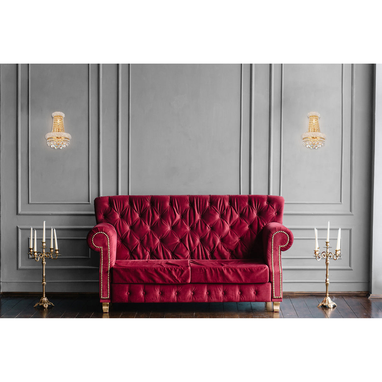 Empire 3 Light 12in Gold Wall Sconce with Crystals