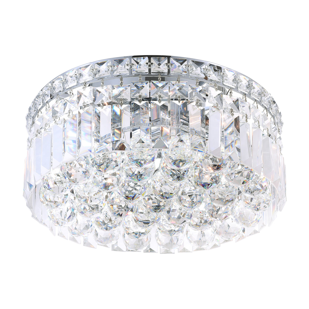 Colosseum 4 Light 12in Chrome Flush Mount with Crystals