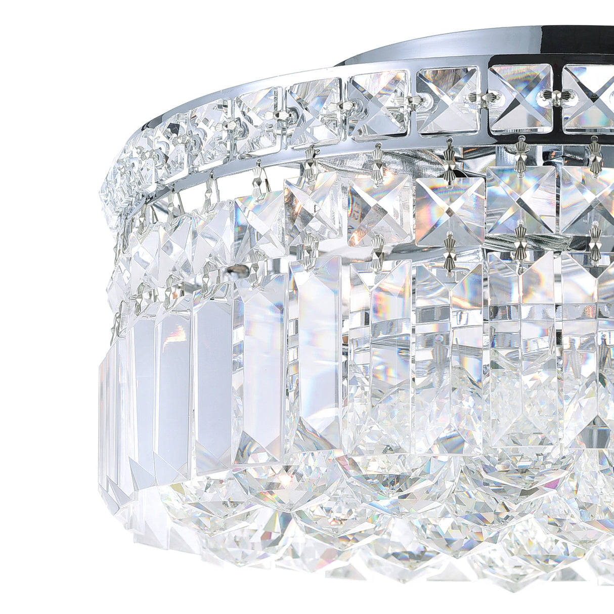 Colosseum 4 Light 12in Chrome Flush Mount with Crystals