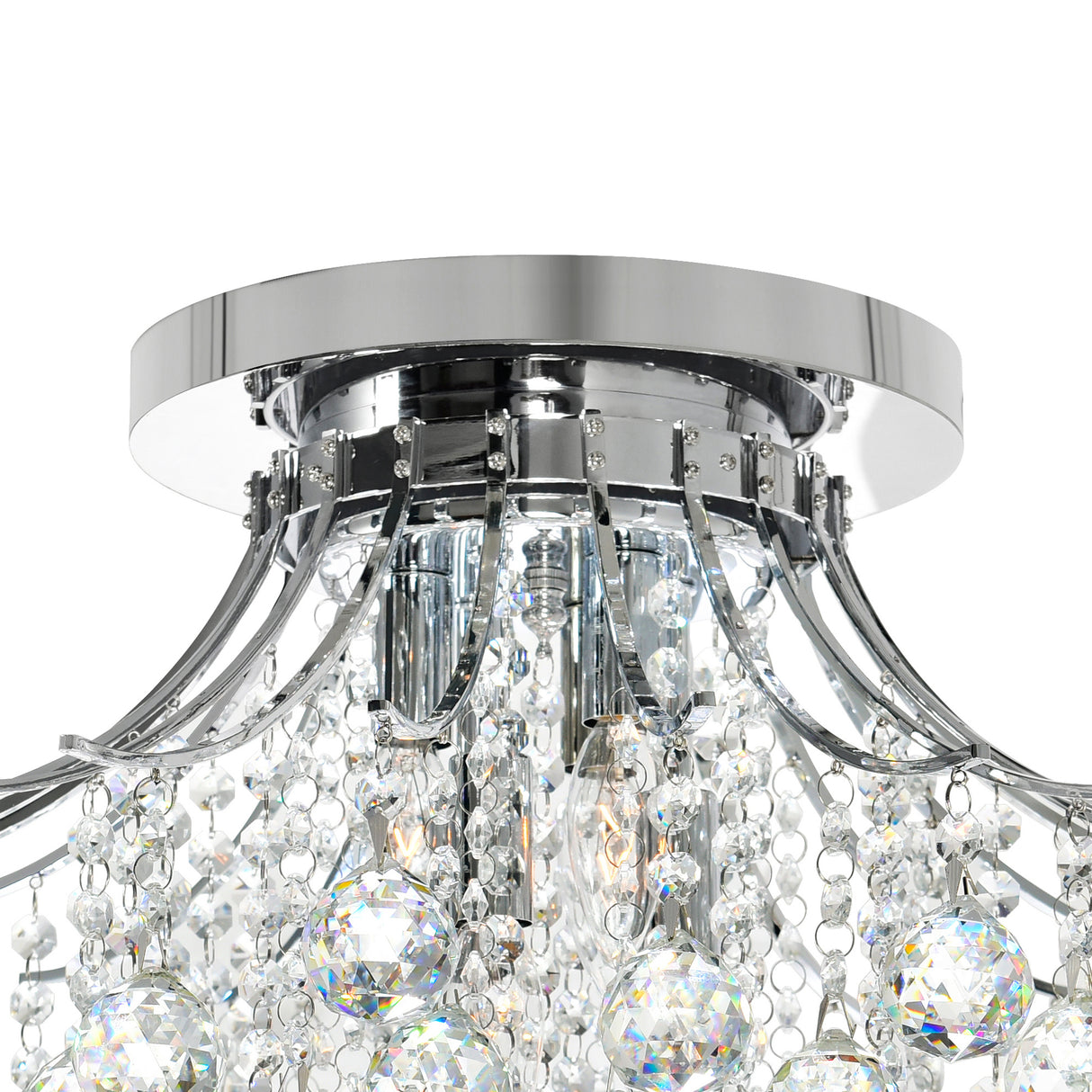 Princess 6 Light 20in Chrome Flush Mount with Crystals