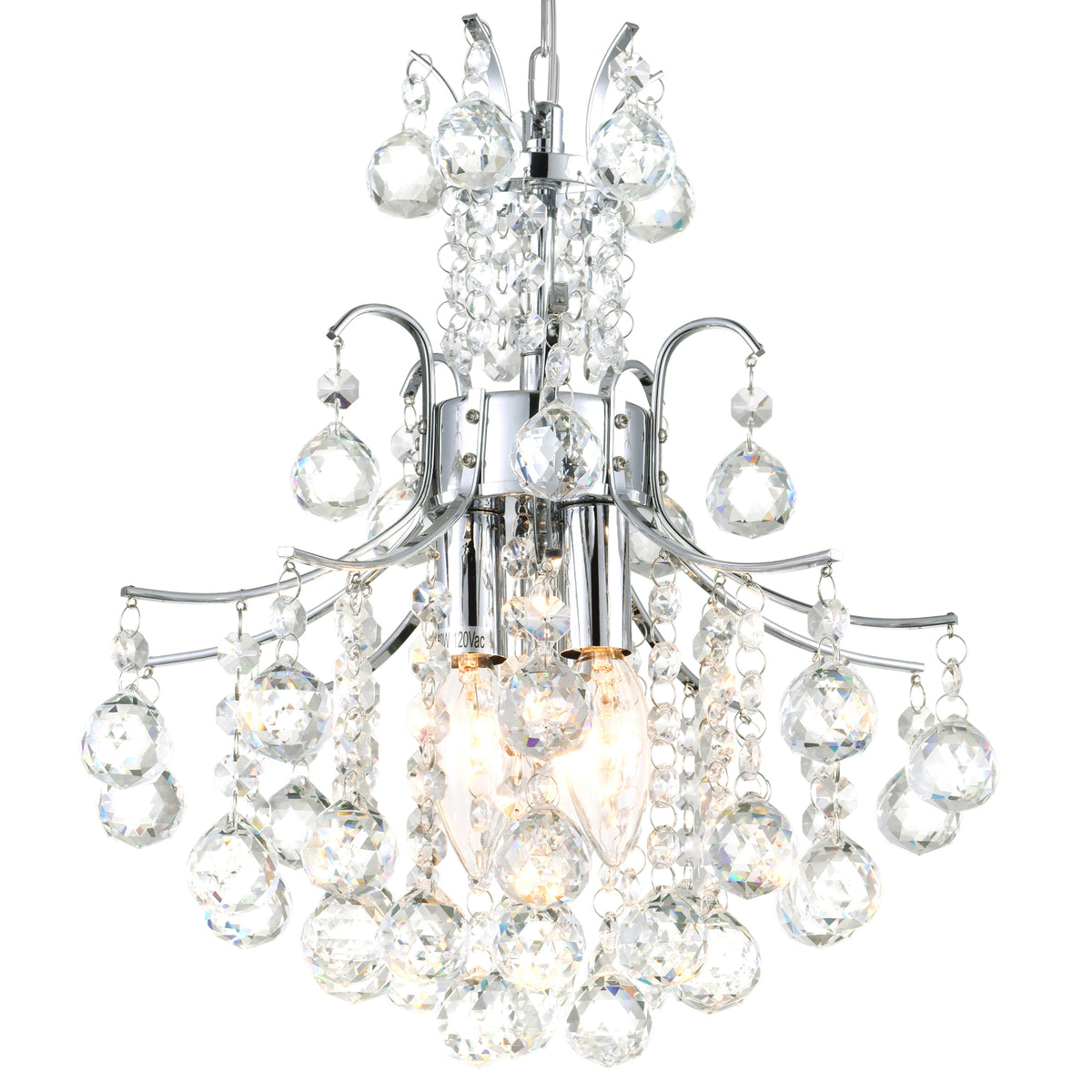 Princess 3 Light 12in Chrome Mini Chandelier with Crystals