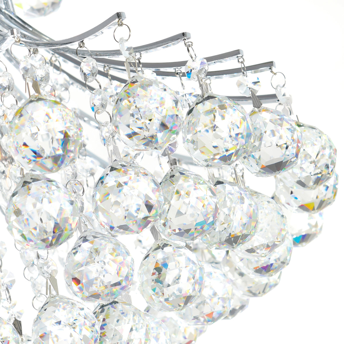 Princess 8 Light 20in Chrome Down Chandelier with Crystals