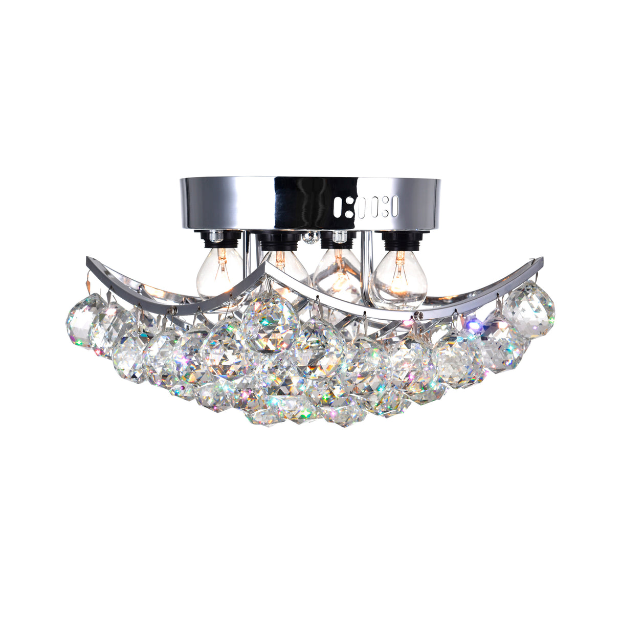 Queen 4 Light Flush Mount With  Chrome Finish