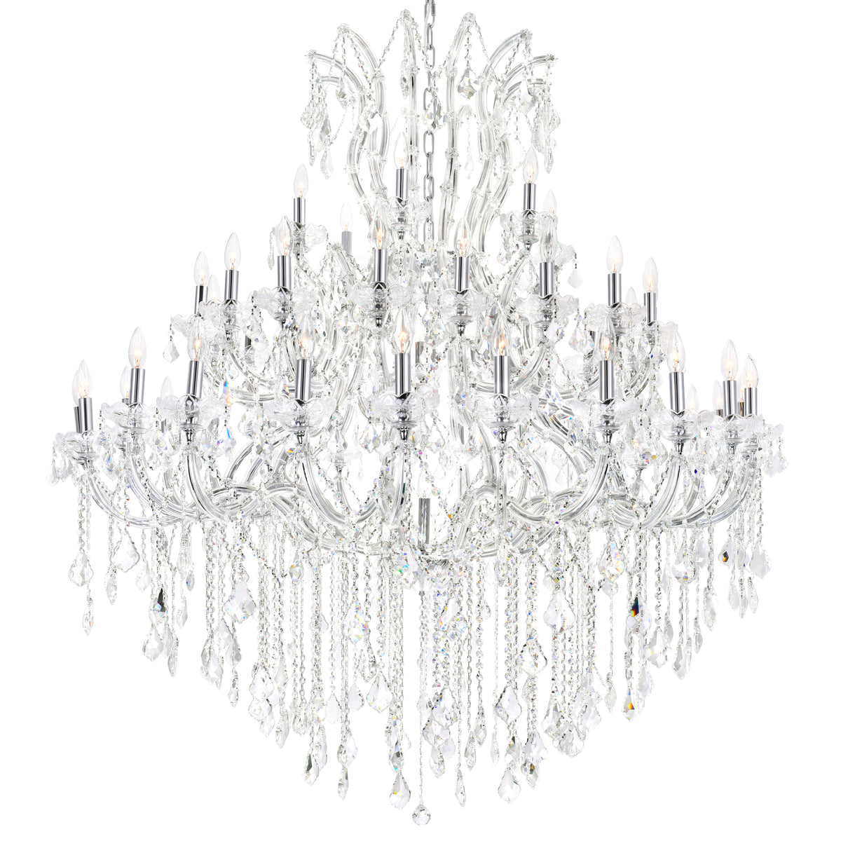 Maria Theresa 49 Light 60in Chrome Up Chandelier with Crystals
