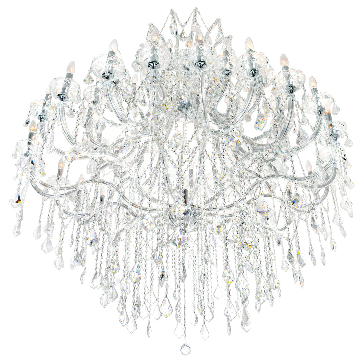 Maria Theresa 49 Light 60in Chrome Up Chandelier with Crystals