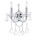 Maria Theresa 2 Light 12in Chrome Wall Sconce with Crystals