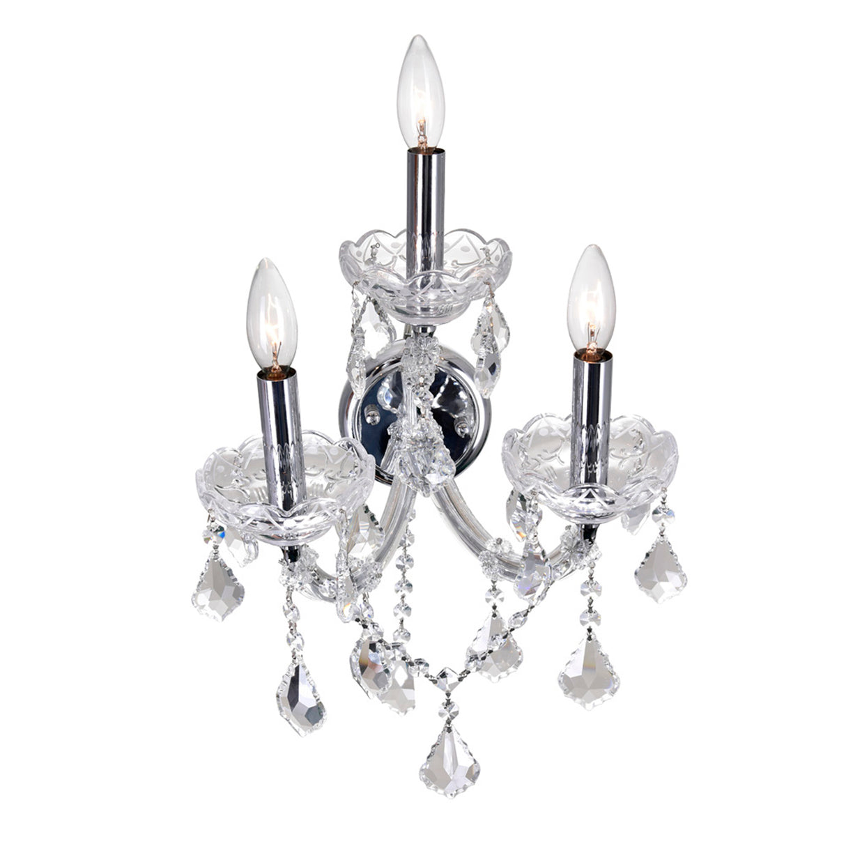 Maria Theresa 3 Light 12in Chrome Wall Sconce with Crystals