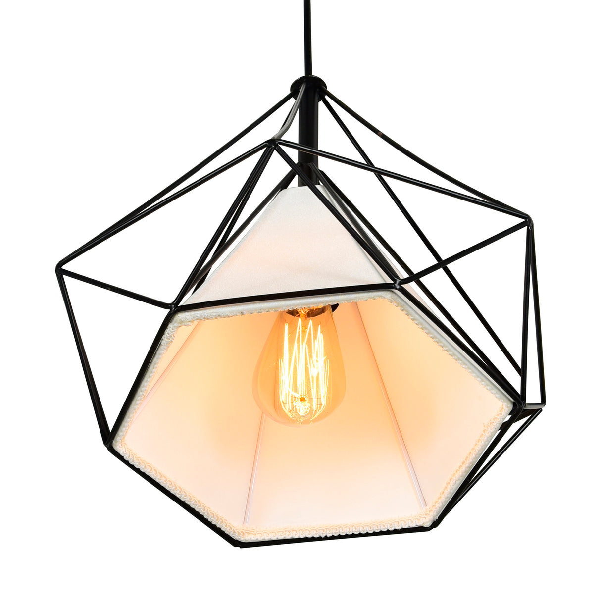 Diamond 1 Light 15in Black Down Pendant