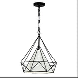 Diamond 1 Light 15in Black Down Pendant