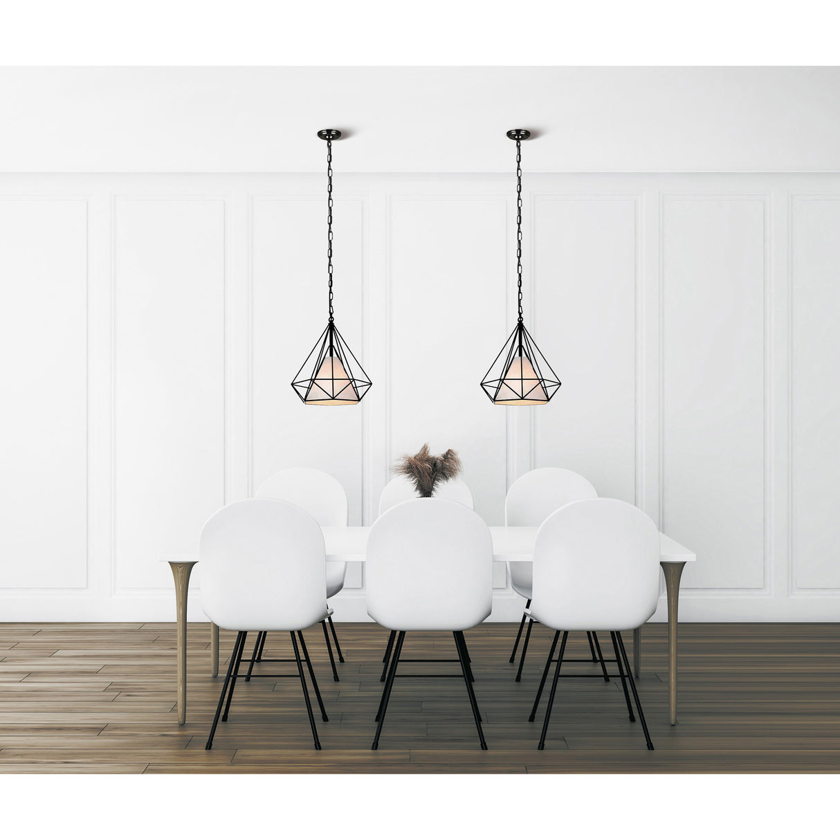 Diamond 1 Light 15in Black Down Pendant