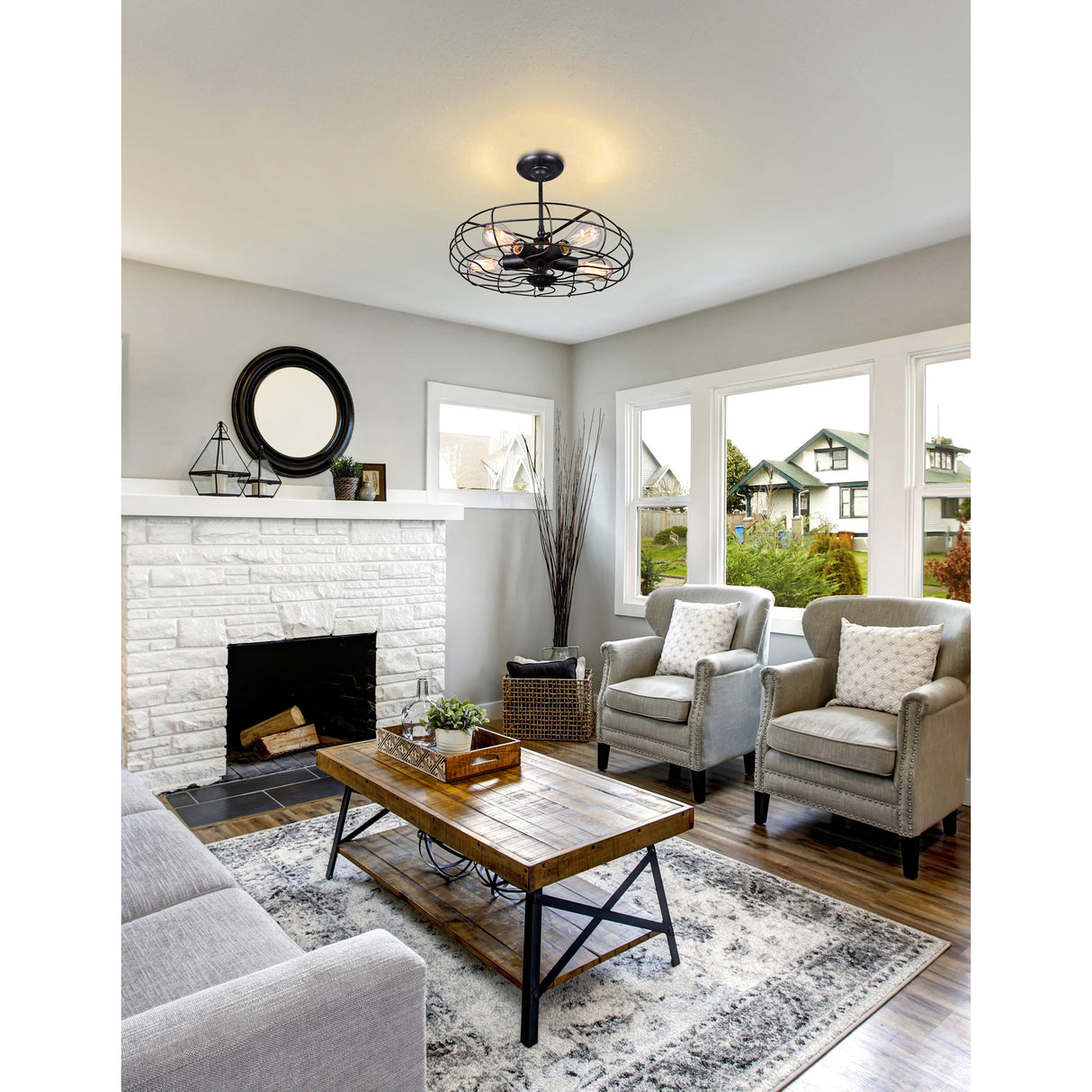 Pamela 5 Light 19in Antique Copper Flush Mount