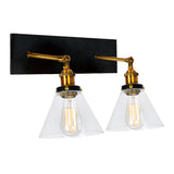 Eustis 2 Light 15in Black & Gold Vanity Light