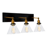 Eustis 3 Light 24in Black & Gold Vanity Light