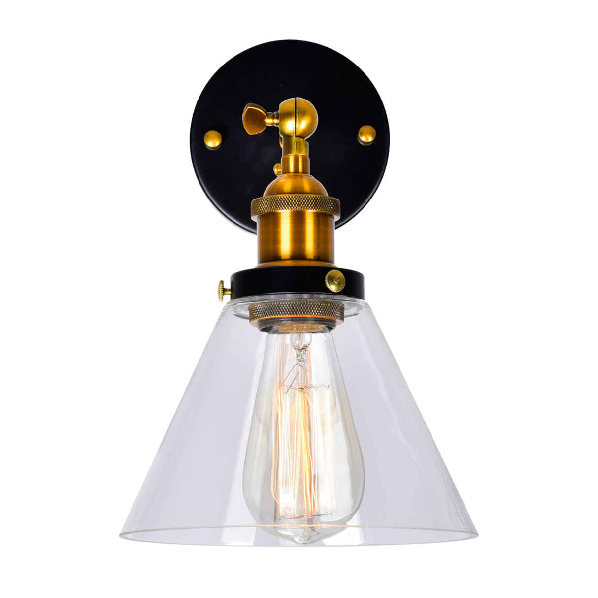 Eustis 1 Light 7in Black & Gold Wall Sconce