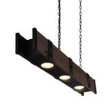 Pago 3 Light 42in Black & Wood Drum Shade Island Light