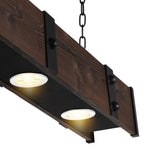 Pago 3 Light 42in Black & Wood Drum Shade Island Light