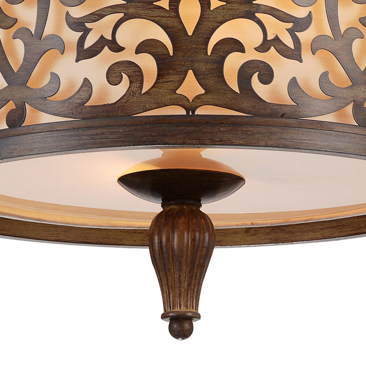 Nicole 3 Light 14in Brushed Chocolate Drum Shade Flush Mount