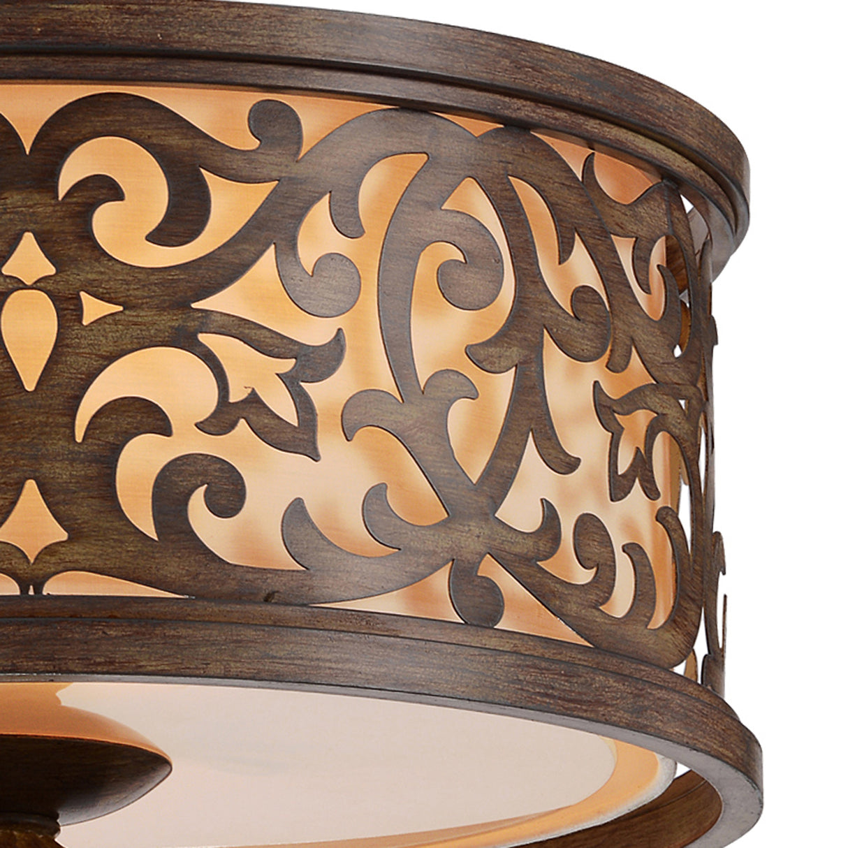 Nicole 3 Light 14in Brushed Chocolate Drum Shade Flush Mount