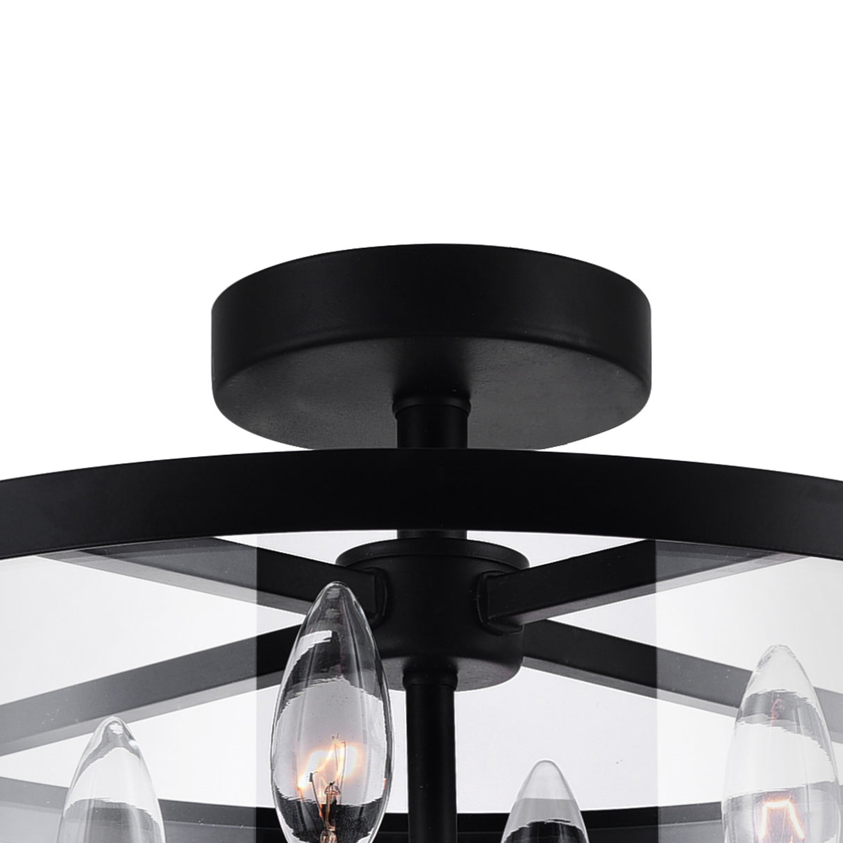 Miette 4 Light 18in Black Cage Flush Mount