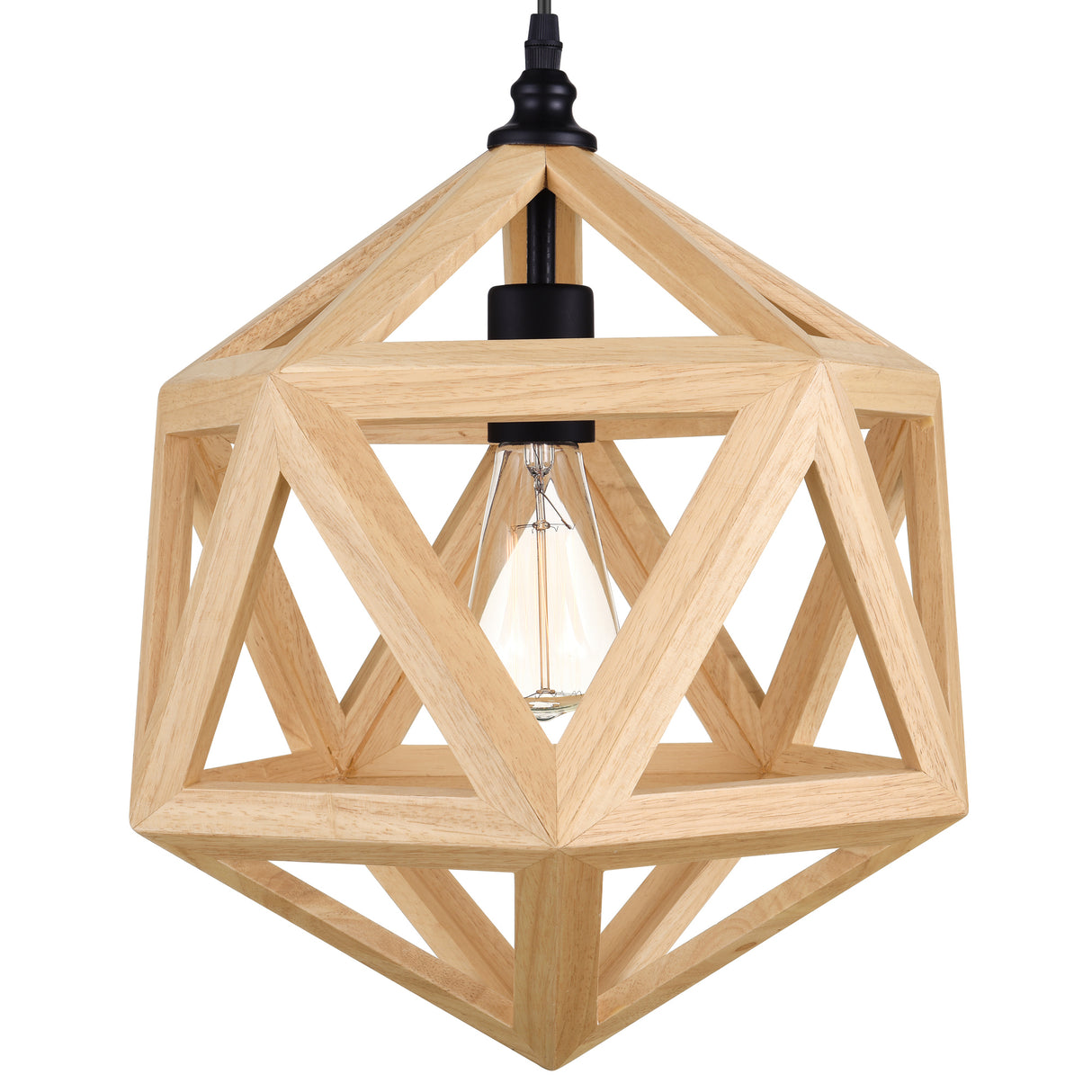 Lante 1 Light 13in Black & Wood Pendant