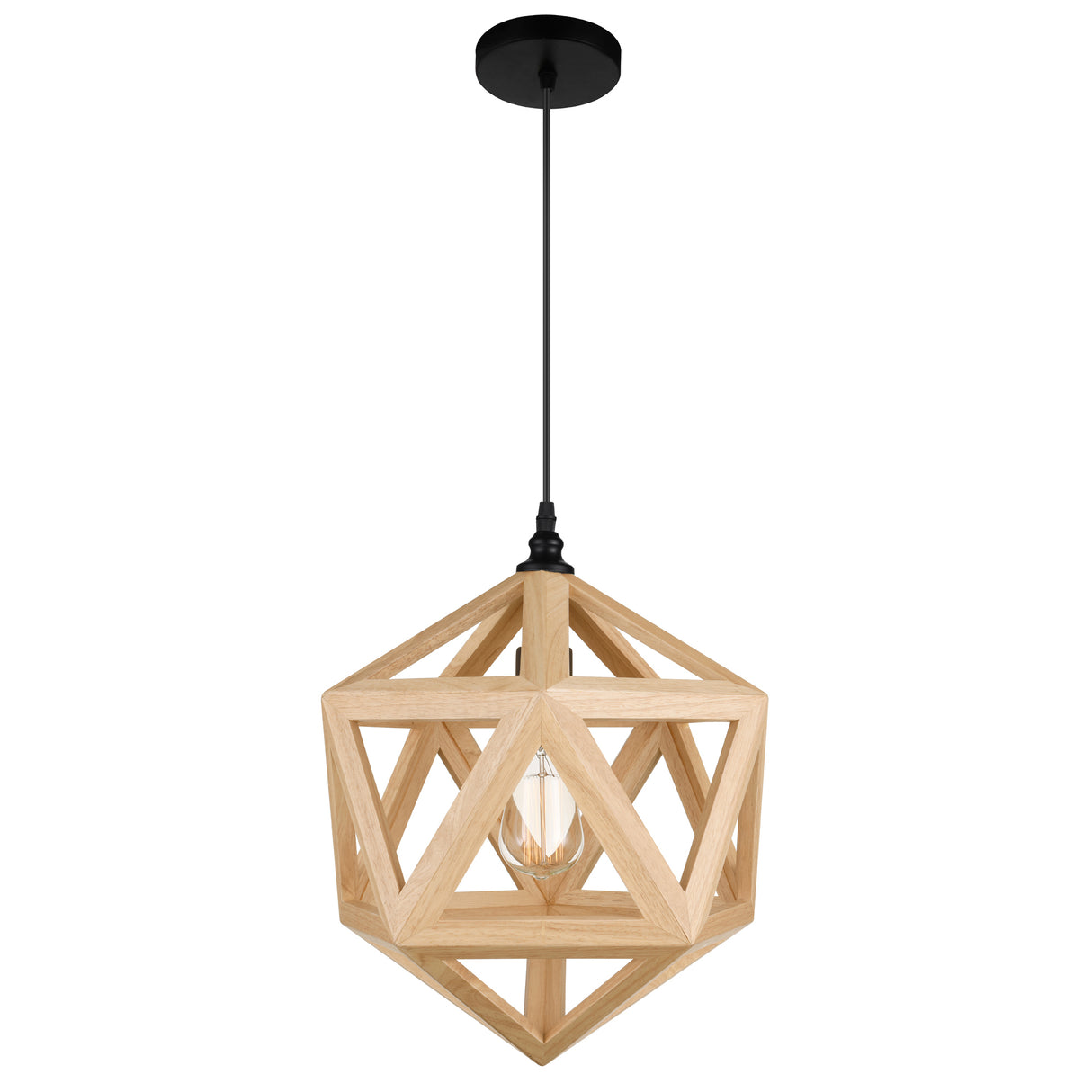 Lante 1 Light 13in Black & Wood Pendant