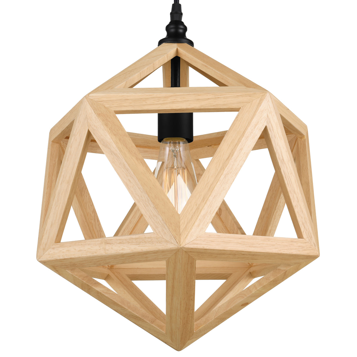 Lante 1 Light 13in Black & Wood Pendant